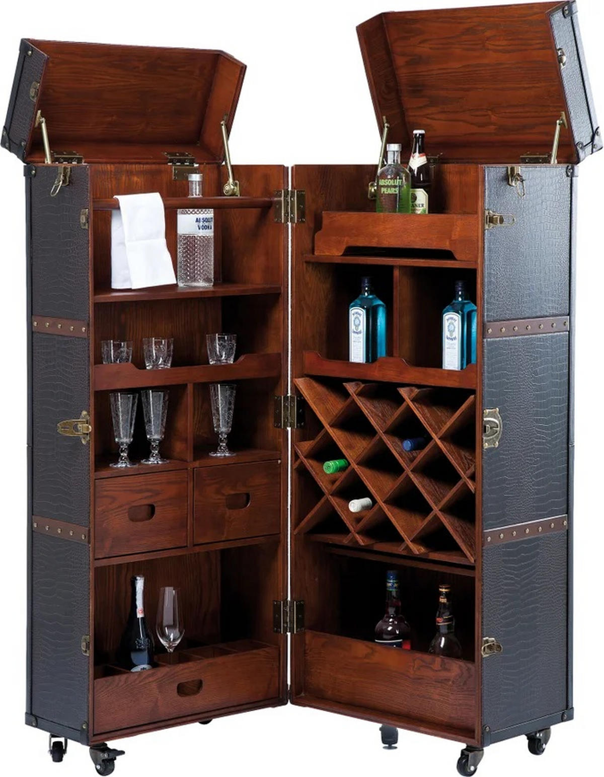 BARSCHRANK Braun, Schwarz  - Schwarz/Braun, Trend, Holzwerkstoff/Kunststoff (61/154/61cm) - Kare-Design