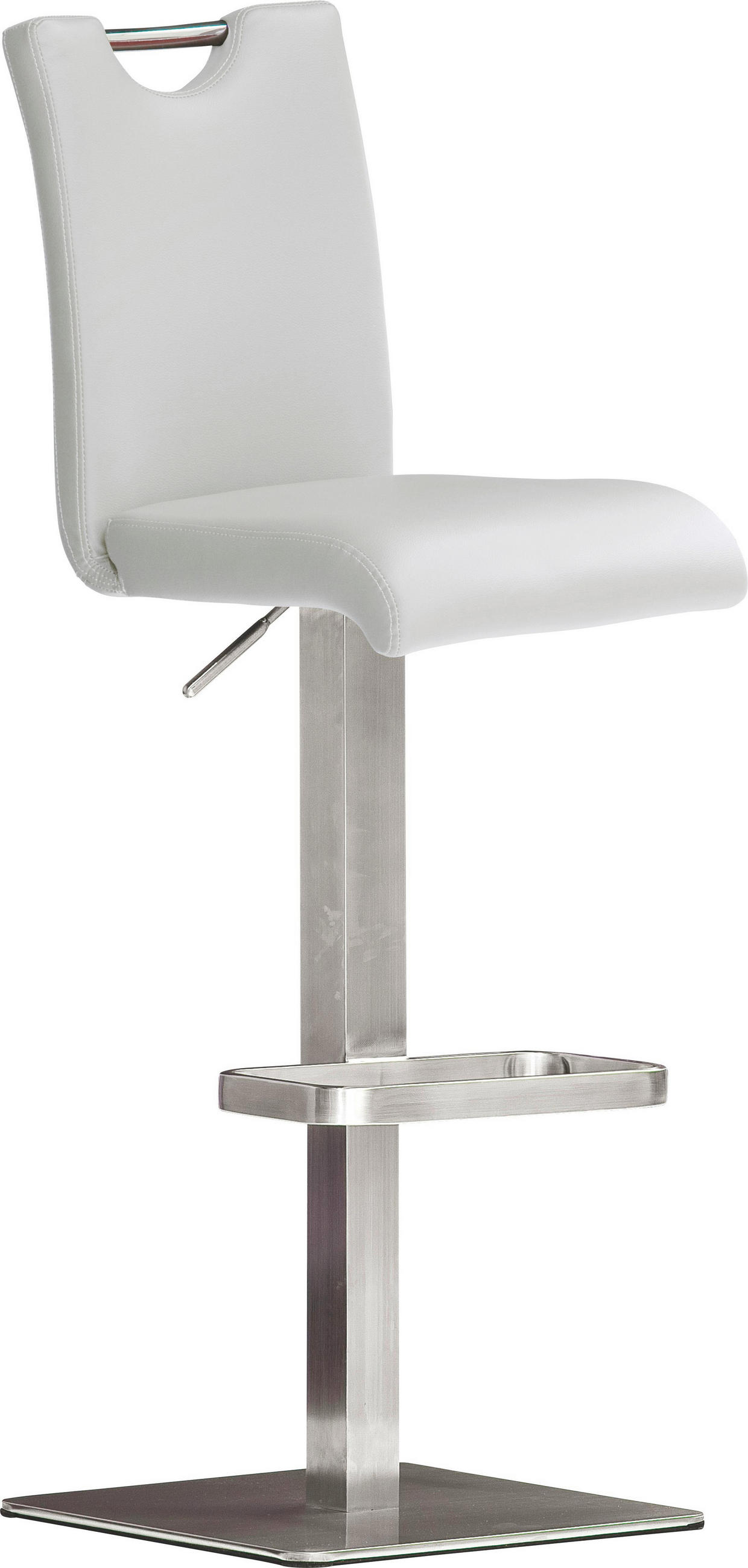 Barhocker in Metall, Textil Weiß, Edelstahlfarben