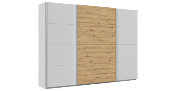 SCHWEBETÜRENSCHRANK  in Eiche Artisan, Seidengrau  - Seidengrau/Alufarben, KONVENTIONELL, Holzwerkstoff/Metall (315/210/62cm) - Xora