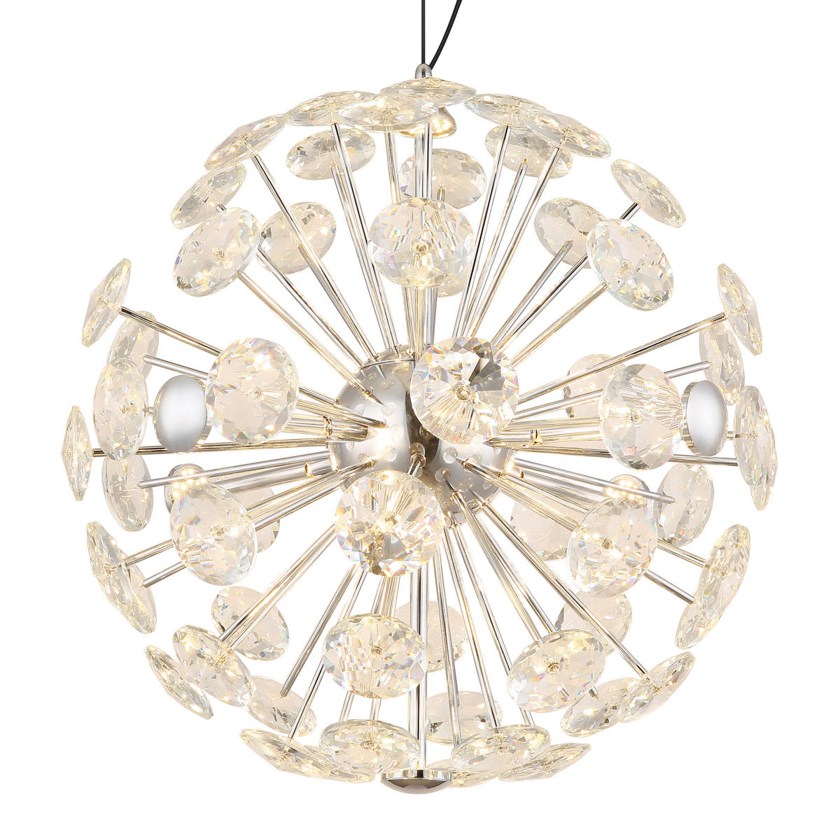 LED-HÄNGELEUCHTE VIRINA 45/150 cm   - Klar/Chromfarben, KONVENTIONELL, Glas/Kunststoff (45/150cm) - Globo