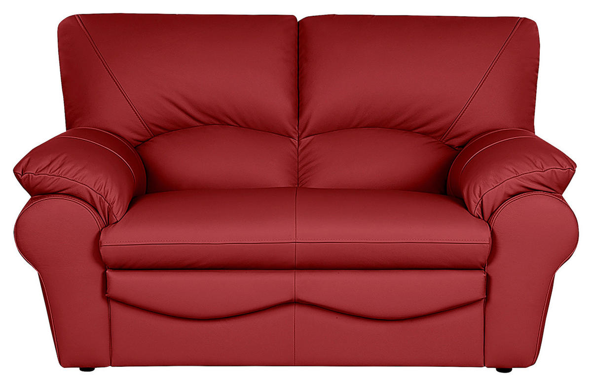 2-SITZER-SOFA in Echtleder Rot  - Rot/Schwarz, Design, Leder/Kunststoff (150/92/85cm) - Livetastic