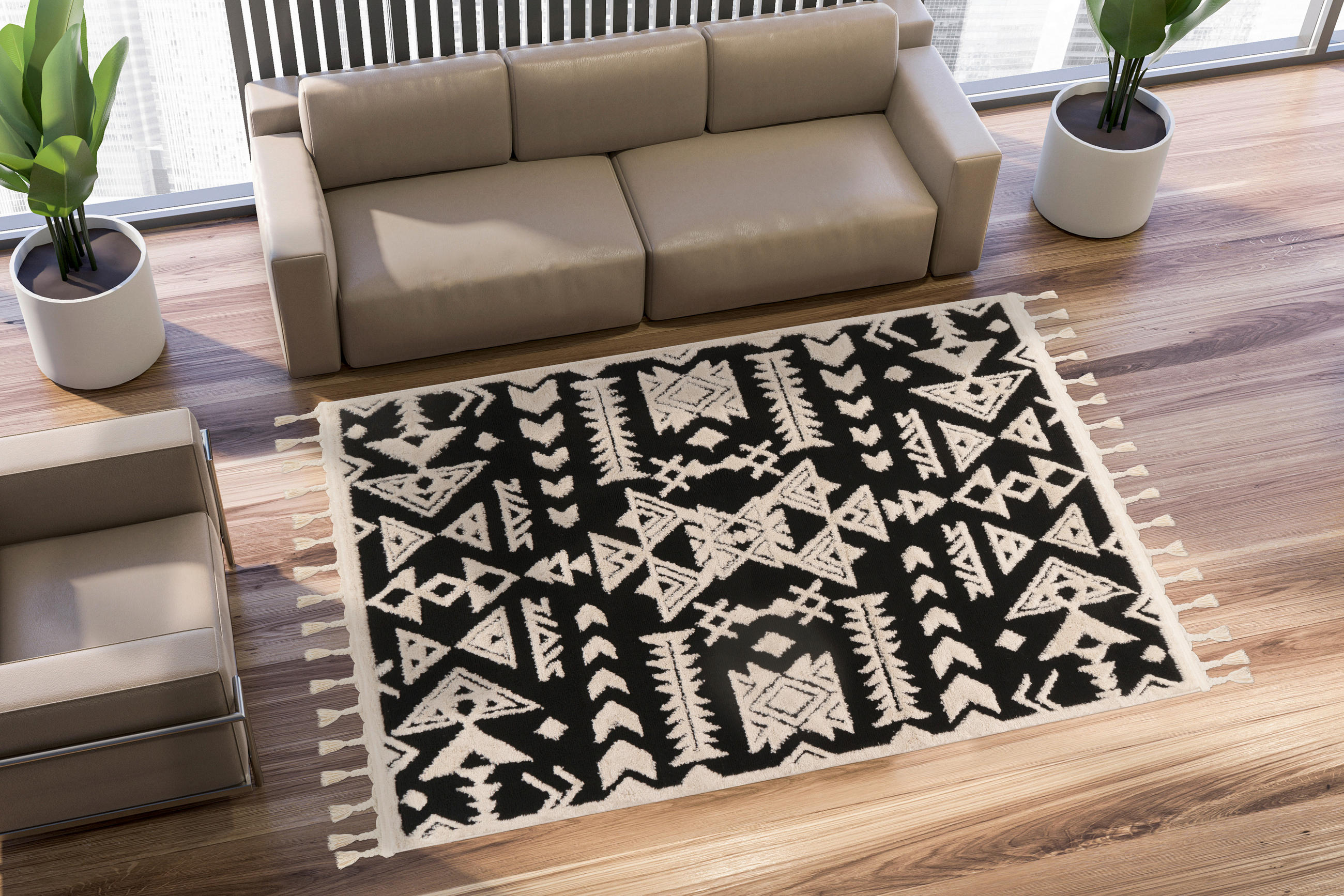 HOCHFLORTEPPICH 80/150 cm Schwarz  - Schwarz, KONVENTIONELL, Textil (80/150cm)