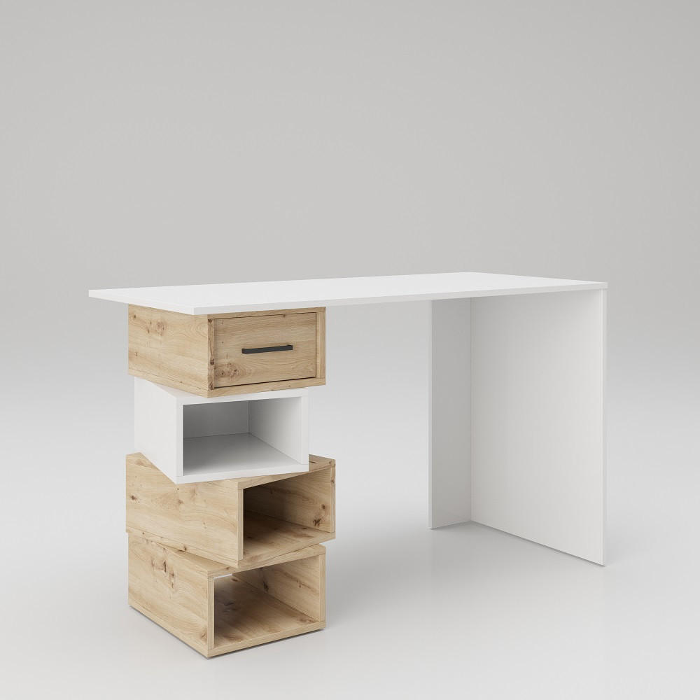 Thumbnail - Mid.you Schreibtisch, Weiß, Eiche Artisan, Metall, Uni, rechteckig, 75x55x120 cm, Regal, Arbeitszimmer, Schreibtische, B...