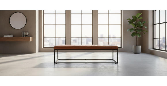 SITZBANK 140/44/44 cm Echtleder Schwarz, Cognac  - Cognac/Schwarz, LIFESTYLE, Leder/Metall (140/44/44cm) - Landscape