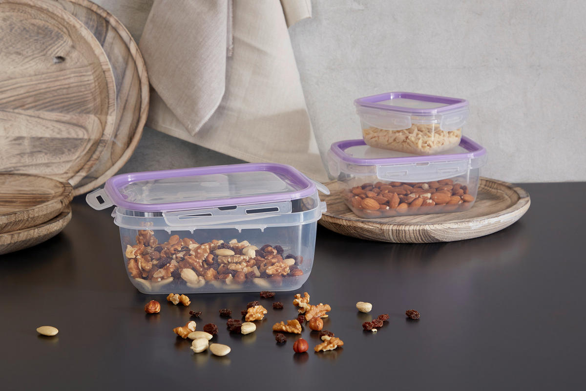 DÓZA NA SKLADOVANIE POTRAVÍN plast  plast 0,45  l - lila/priehľadné, Konventionell, plast (14cm) - Boxxx