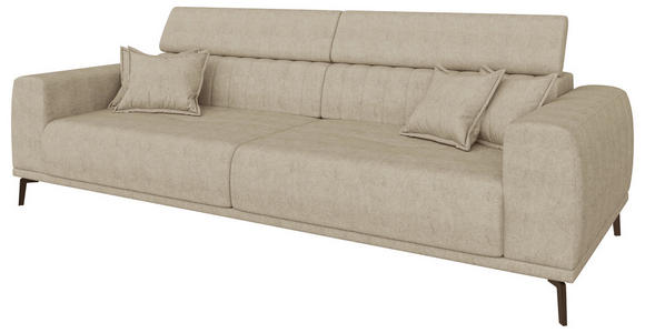 BIGSOFA Webstoff Beige  - Beige/Schwarz, KONVENTIONELL, Textil/Metall (280/80/110cm) - Carryhome