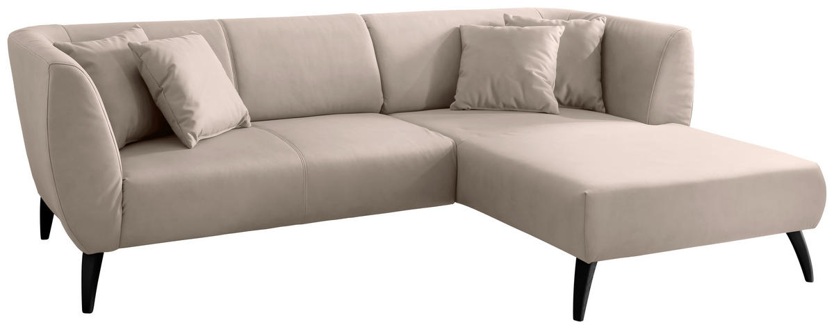 ECKSOFA in Lederlook Beige  - Beige/Schwarz, Modern, Holz/Textil (264/160cm) - Livetastic
