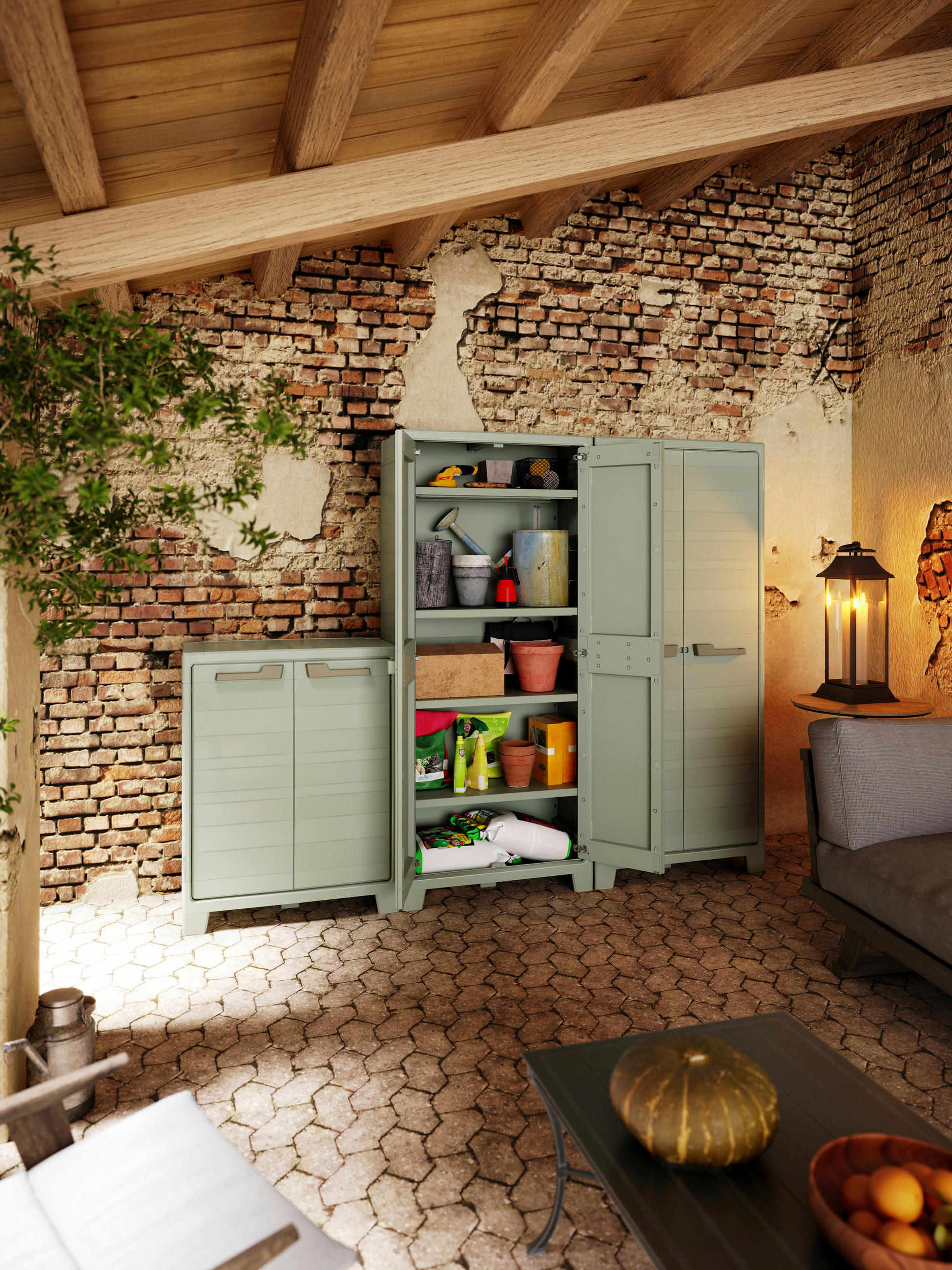 GERÄTESCHRANK 80/182/44 cm  - Jadegrün, Design, Kunststoff (80/182/44cm) - Keter