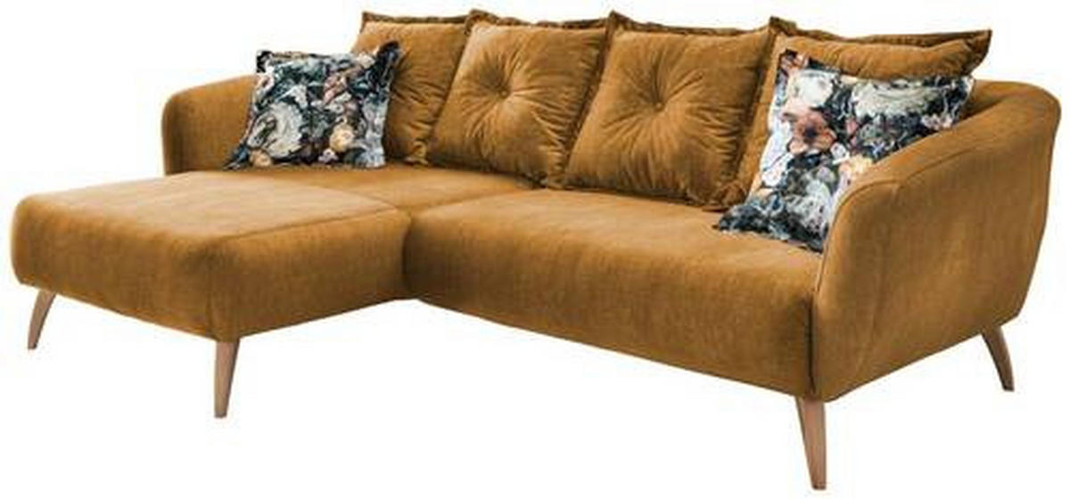 ECKSOFA in Velours Gelb, Multicolor  - Gelb/Multicolor, Modern, Holz/Textil (162/277cm) - Livetastic