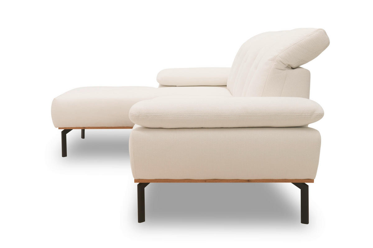 ECKSOFA in Mikrofaser Weiß  242/170 cm  - Wildeiche/Schwarz, Design, Holz/Textil (242/170cm) - MID.YOU