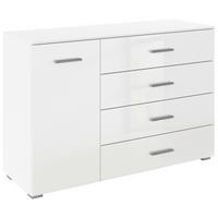 ŠIROKA KOMODA, bela, bela, visoki sijaj  - bela/barve aluminija, Konvencionalno, umetna masa/leseni material (120/81/42cm) - home24