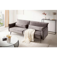 3-SITZER-SOFA Samt Grau  - Schwarz/Grau, MODERN, Textil/Metall (207/88/86cm) - Livetastic