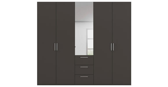 DREHTÜRENSCHRANK 251/223/61 cm,  in Graphitfarben, 5-türig  - Chromfarben/Edelstahlfarben, Basics, Glas/Holzwerkstoff (251/223/61cm) - Novel