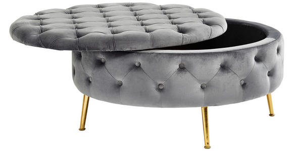 HOCKER Samt Grau, Goldfarben  - Goldfarben/Grau, Trend, Textil/Metall (90/44/90cm) - Xora
