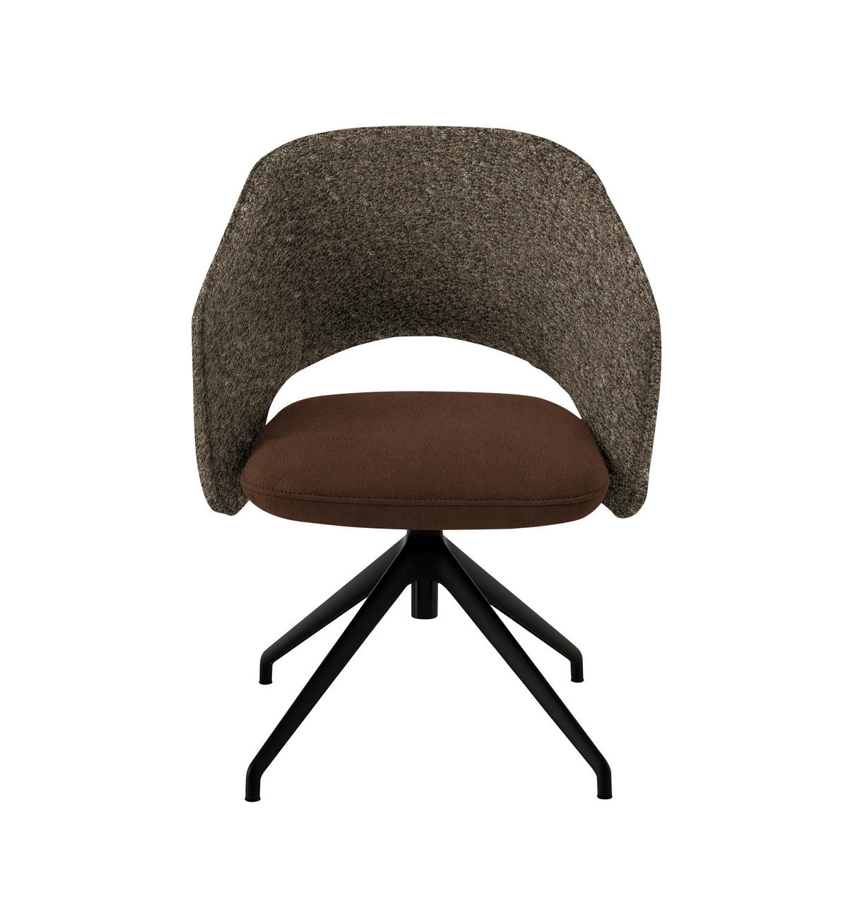 ARMLEHNSTUHL  Stoffauswahl, Wippfunktion, Sitzfläche 360° drehbar, gepolsterte Armlehnen Flachgewebe  - Schwarz/Braun, Design, Textil/Metall (63/74-90/57-73cm) - Koinor