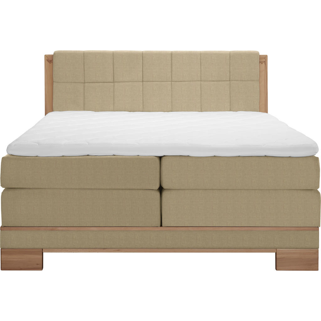 Thumbnail - Linea Natura Boxspringbett, Buche, Hellbraun, Textil, Kernbuche, massiv, H2 + H3, 7-Zonen, Höhe ca. 18 cm, 180x200 cm, g...