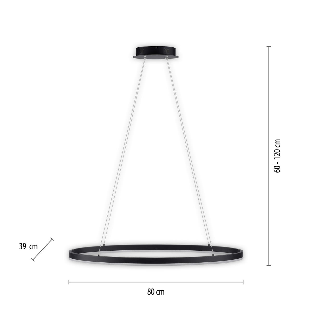LED-HÄNGELEUCHTE 80/39/120 cm  - Anthrazit, Design, Kunststoff/Metall (80/39/120cm)