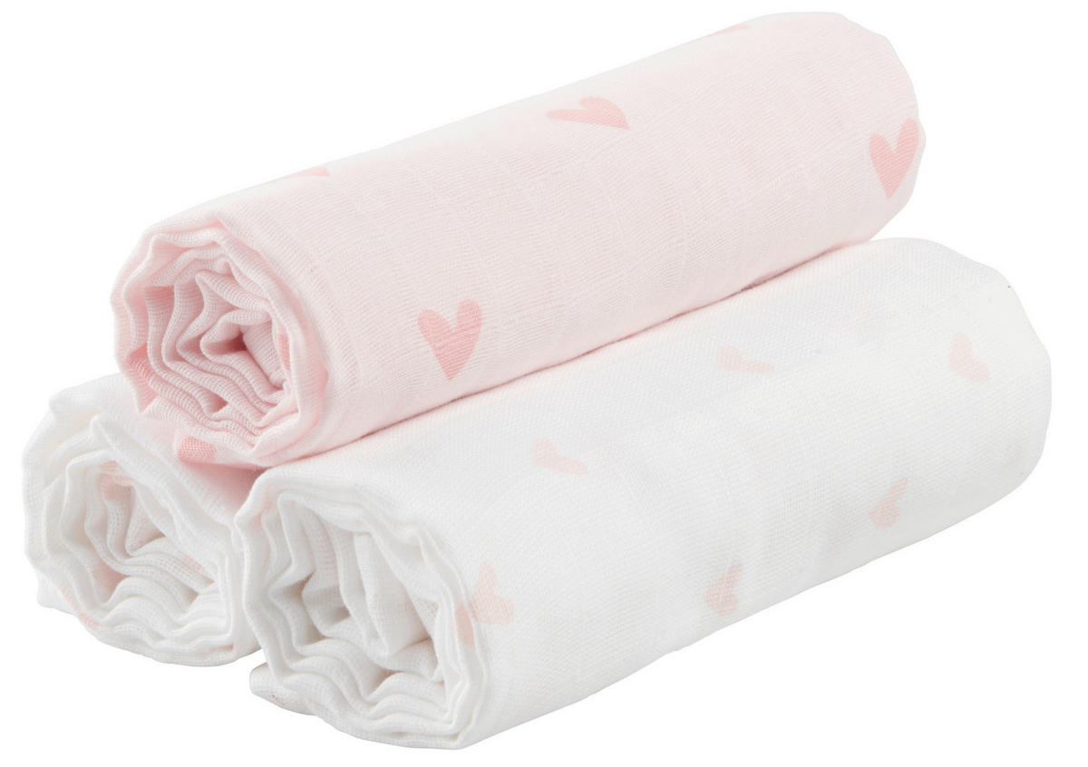 STOFFWINDEL   Ekologisk 3-teilig  - Rosa/Weiß, Basics, Textil (80/80cm) - Avelia
