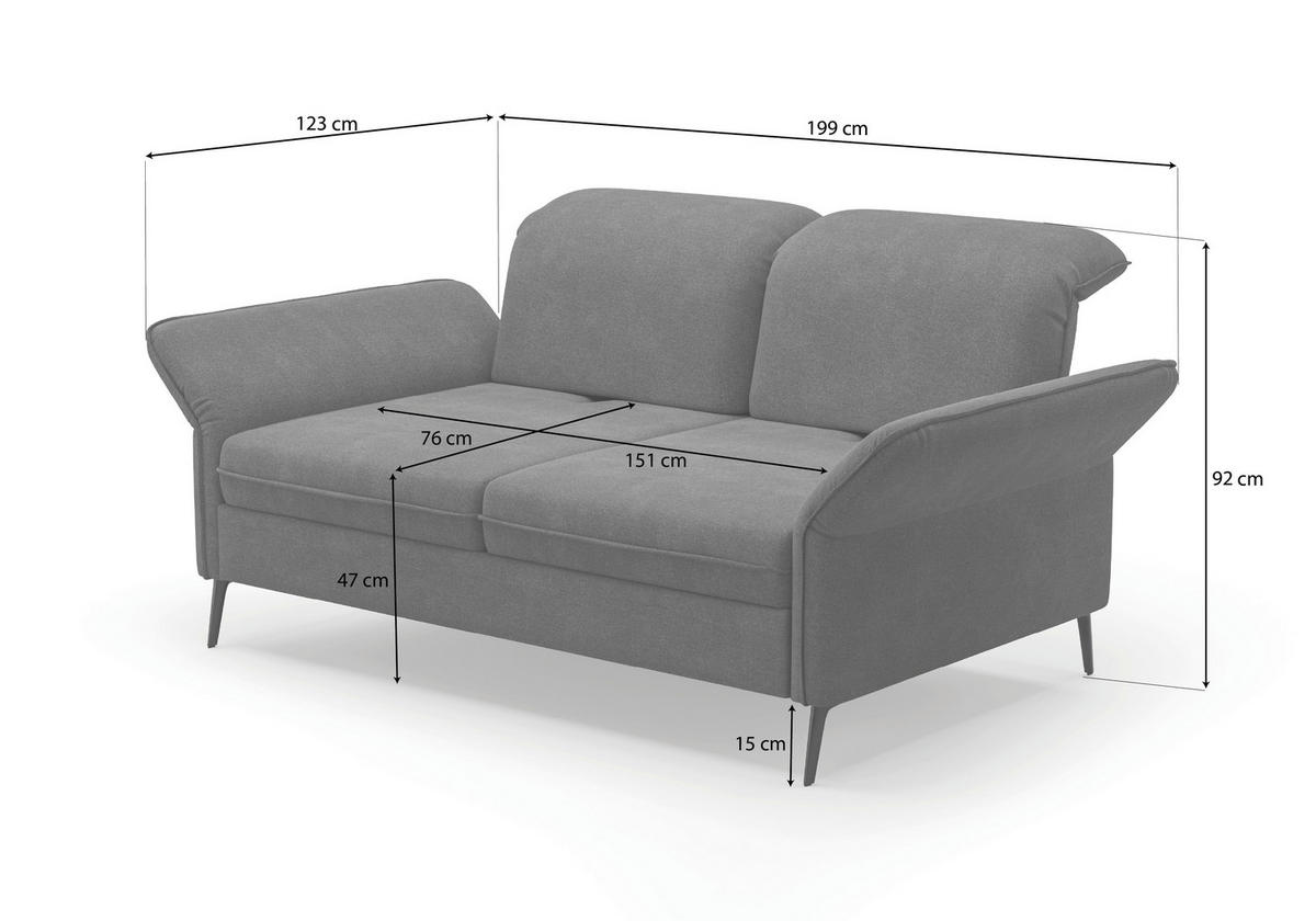 3-SITZER-SOFA in Flachgewebe Olivgrün  - Schwarz/Olivgrün, KONVENTIONELL, Textil/Metall (199/92/123cm) - Sit & More