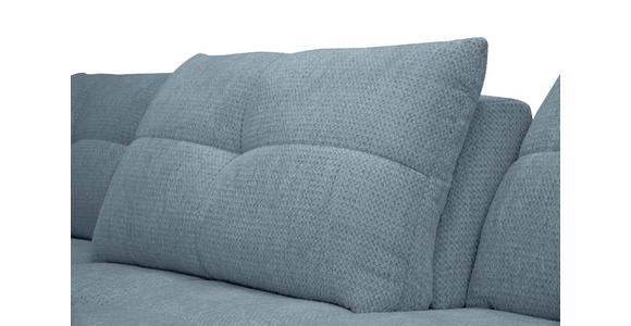ECKSOFA Blaugrau Chenille Armlehnenkissen, Rücken echt, Sitztiefenverstellung  - Blaugrau/Schwarz, KONVENTIONELL, Textil/Metall (215/313cm) - Hom`in