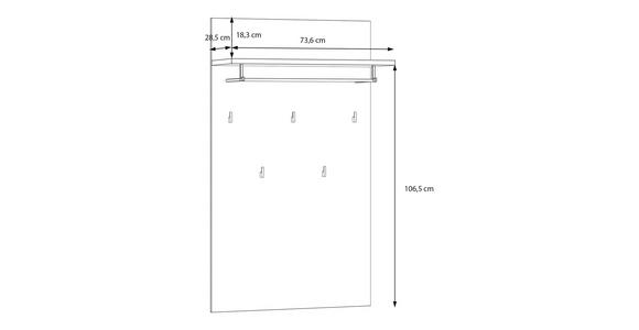 GARDEROBENPANEEL  in 74/127/30,7 cm  - Sandfarben/Grau, MODERN, Holzwerkstoff/Metall (74/127/30,7cm) - Carryhome