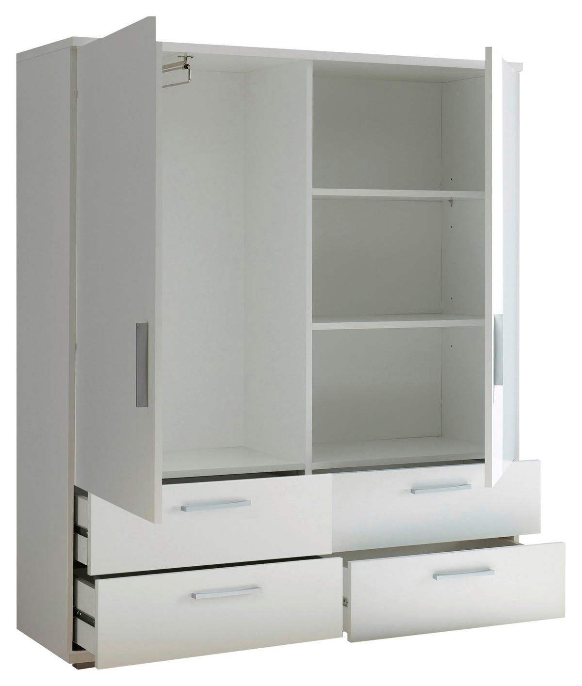 HIGHBOARD , 120/140/38 cm, 4 Schublade(n)  - Alufarben/Weiß, KONVENTIONELL, Holzwerkstoff/Kunststoff (120/140/38cm) - Carryhome