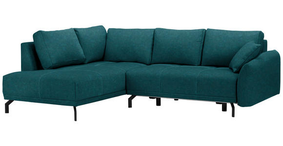 ECKSOFA  in Webstoff Petrol  191/250 cm  - Petrol/Schwarz, LIFESTYLE, Textil/Metall (191/250cm) - Carryhome
