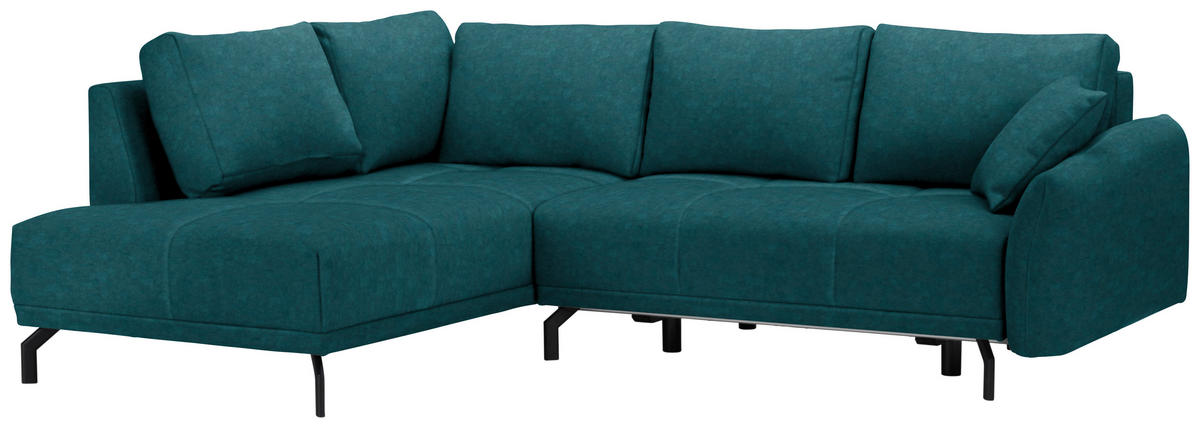 ECKSOFA in Webstoff Petrol  191/250 cm  - Petrol/Schwarz, LIFESTYLE, Textil/Metall (191/250cm) - Carryhome