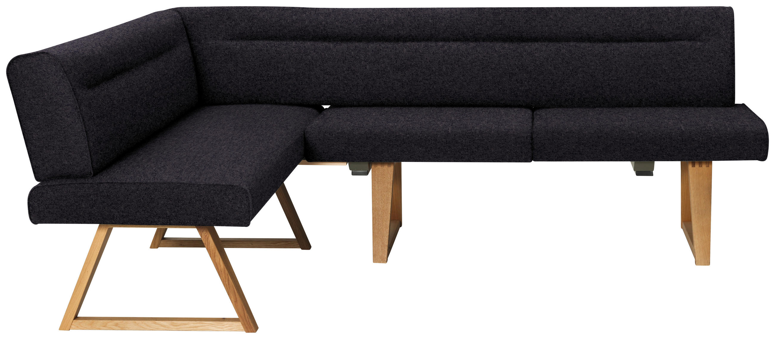 ECKBANK 170/230 cm Samt Anthrazit, Eichefarben Wildeiche massiv   - Eichefarben/Anthrazit, KONVENTIONELL, Holz/Textil (170/230cm) - Moderano