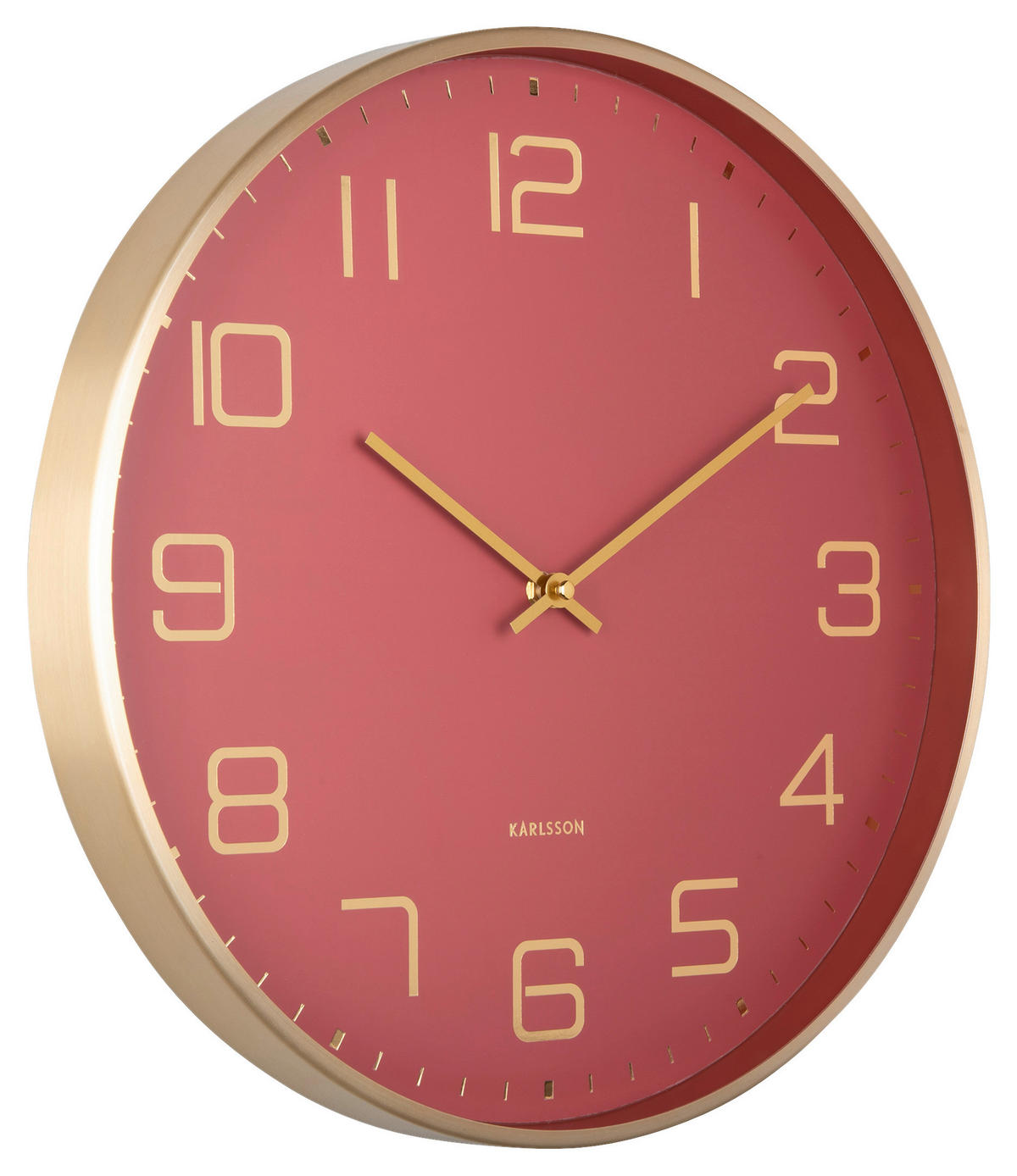 WANDUHR  Rot, Goldfarben  - Rot/Goldfarben, Basics, Metall (40/40/4,2cm) - Karlsson