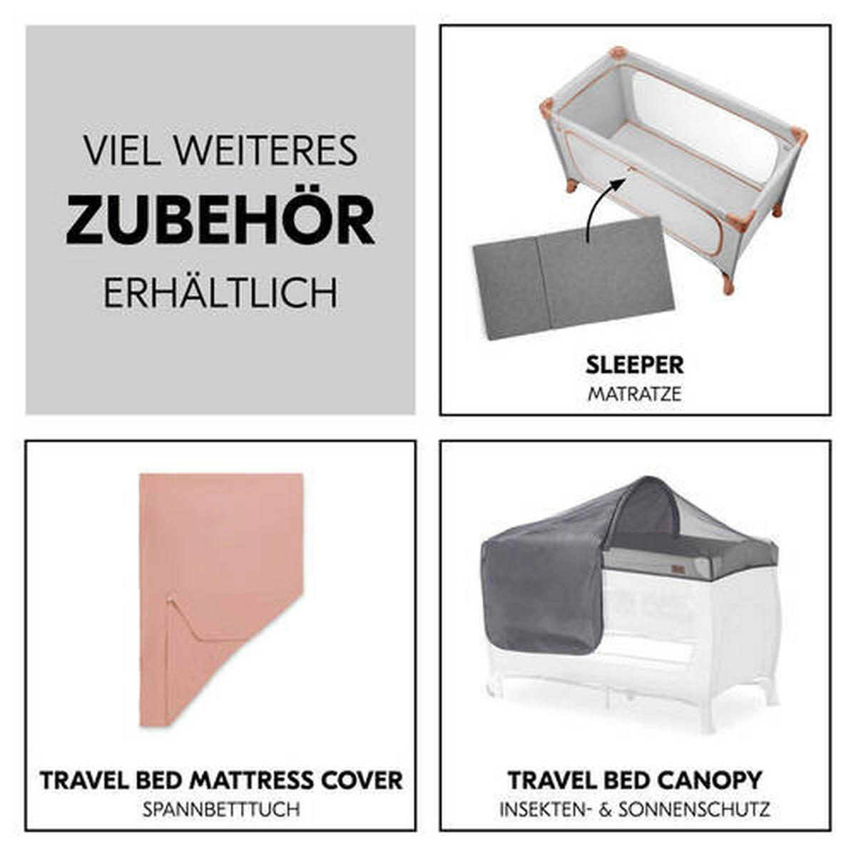 REISEBETT Dream N Play Plus Greige, Koralle  - Greige/Koralle, Basics, Kunststoff/Textil (65/76/125cm) - Hauck