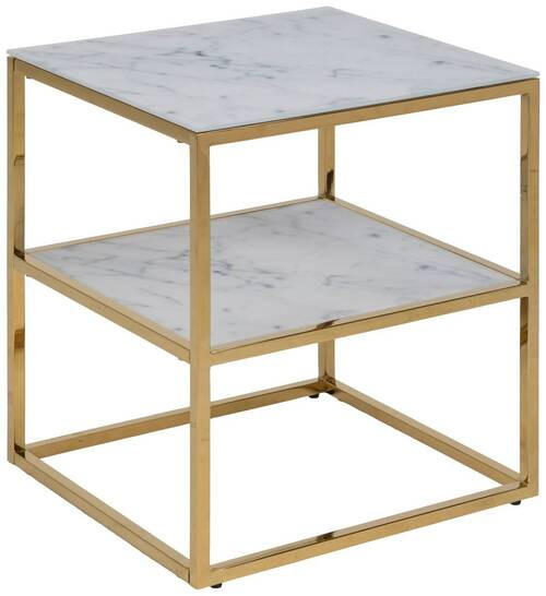 SIDOBORD i metall, glas 40/45/50,5 cm  - vit/guldfärgad, Trend, metall/glas (40/45/50,5cm) - MID.YOU