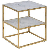 BEISTELLTISCH in Metall, Glas 40/45/50,5 cm  - Weiss/Goldfarben, Trend, Glas/Metall (40/45/50,5cm) - MID.YOU