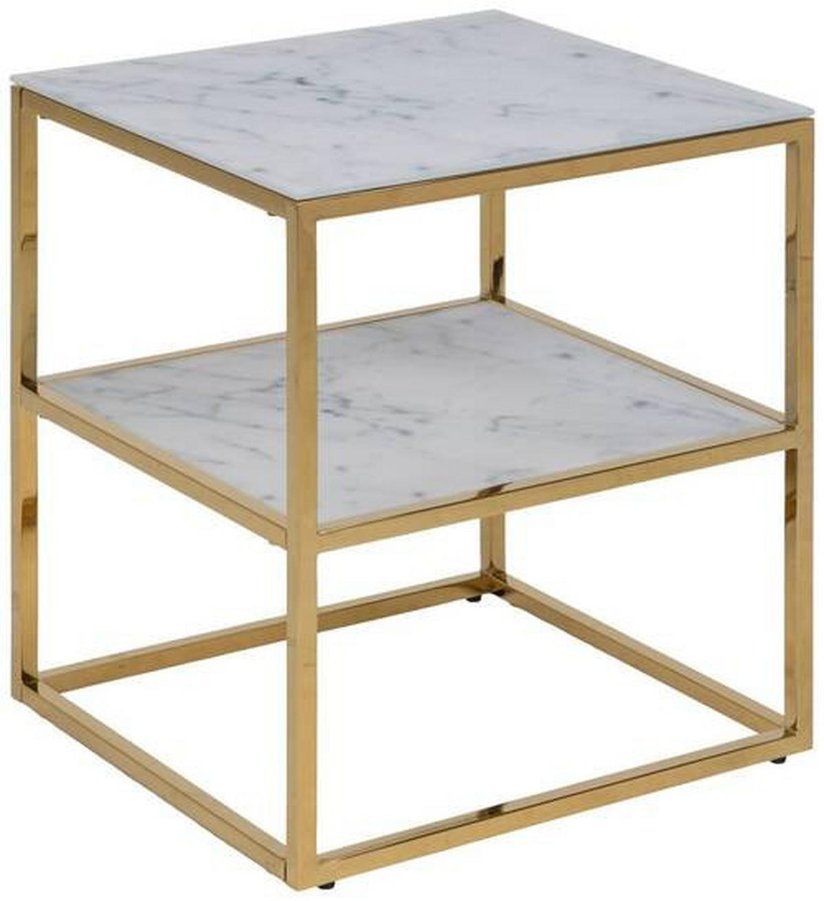 BEISTELLTISCH in Metall, Glas 40/45/50,5 cm  - Weiss/Goldfarben, Trend, Glas/Metall (40/45/50,5cm) - MID.YOU