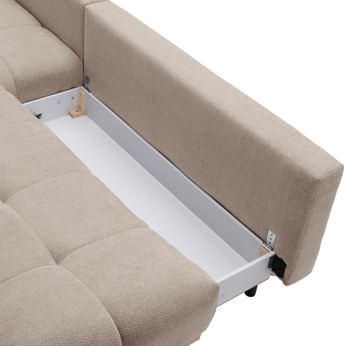 ECKSOFA Greige Chenille  - Greige/Schwarz, MODERN, Textil/Metall (182/290cm) - Hom`in