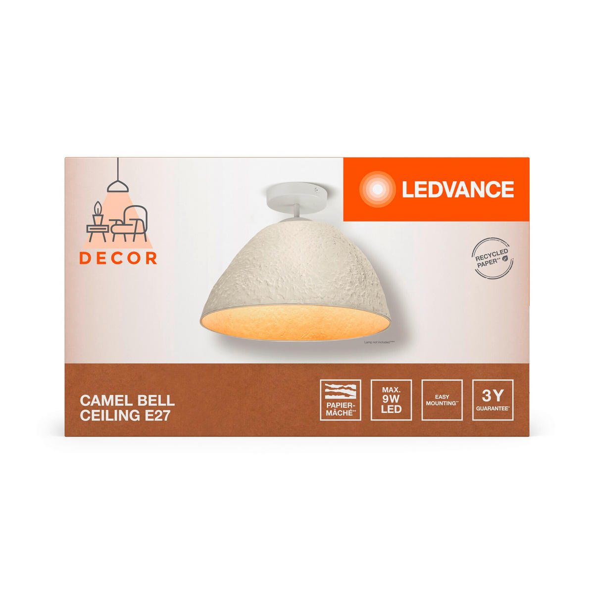 DECKENLEUCHTE 37,5/28,8 cm   - KONVENTIONELL, Papier/Metall (37,5/28,8cm) - Ledvance