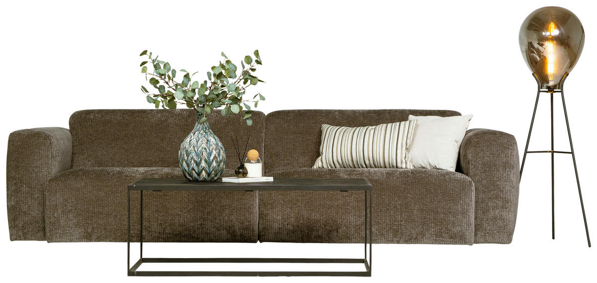 SOFFA i manchester grå  - grå, Klassisk, metall/trä (290/78/103cm) - Novel