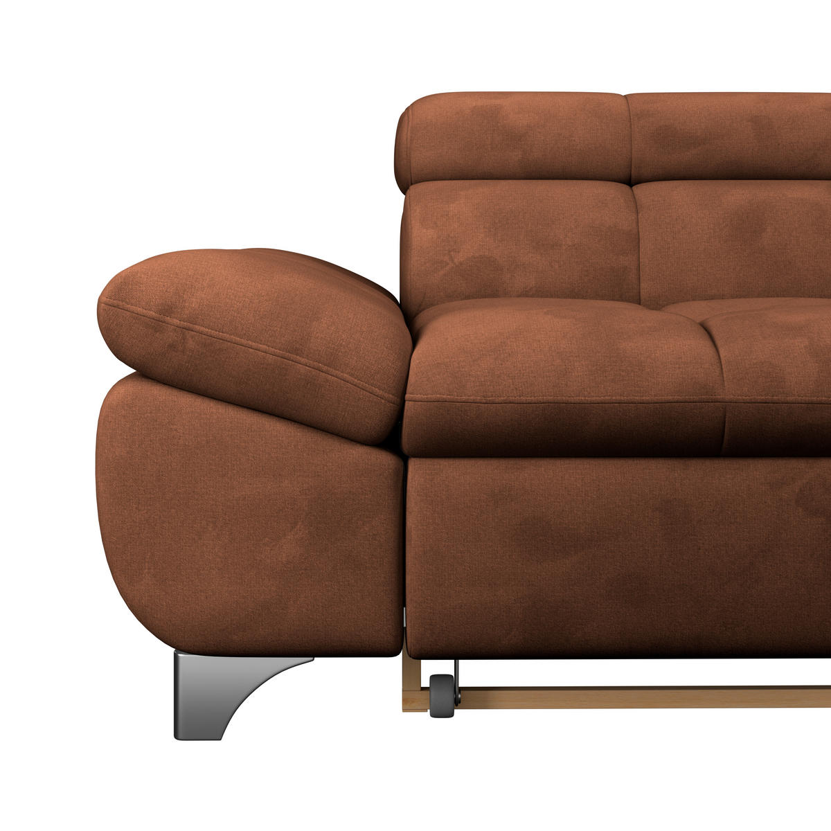 ECKSOFA Cognac Chenille  - Chromfarben/Cognac, KONVENTIONELL, Textil/Metall (312/234cm) - Livetastic