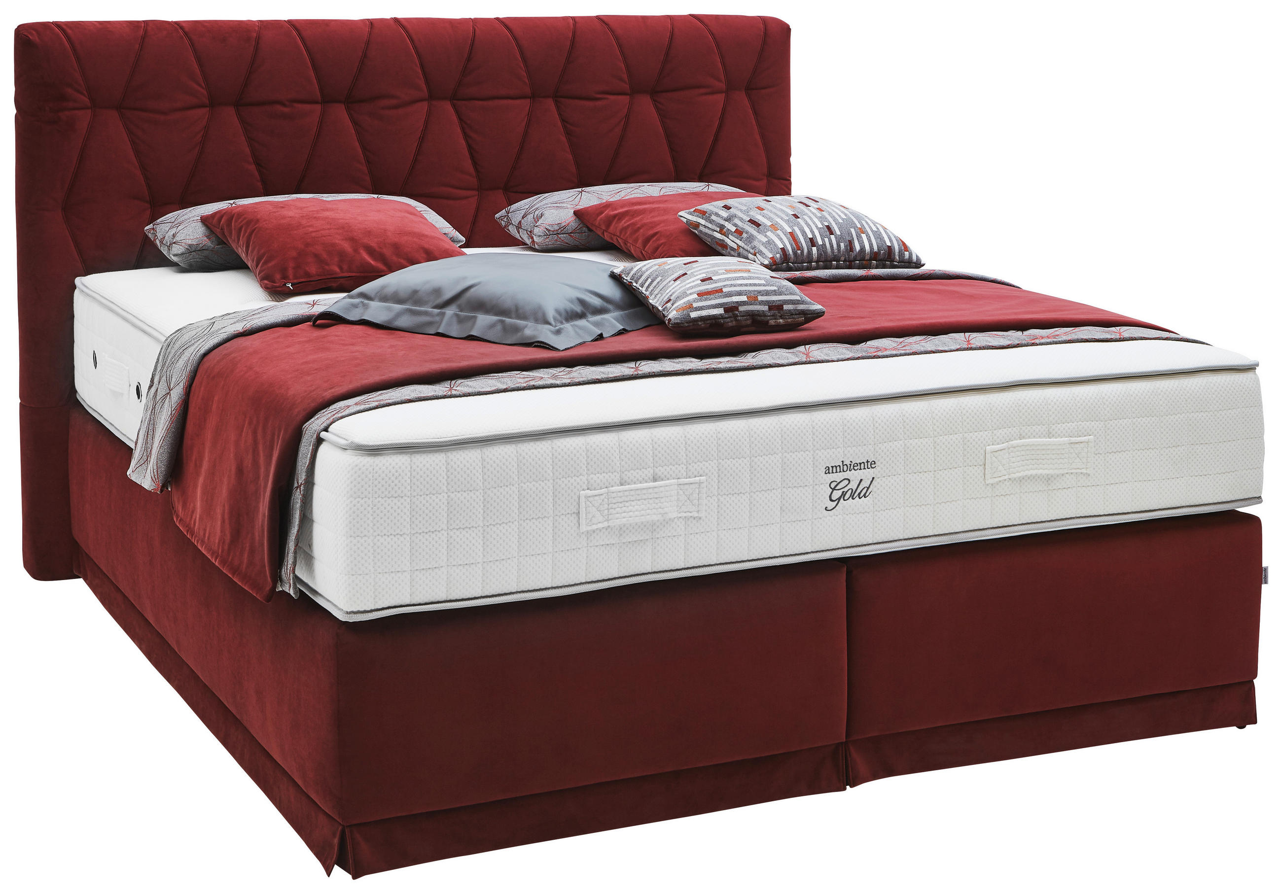 BOXSPRINGBETT 180/200 cm  in Weinrot  - Weinrot, KONVENTIONELL, Textil (180/200cm) - Ambiente