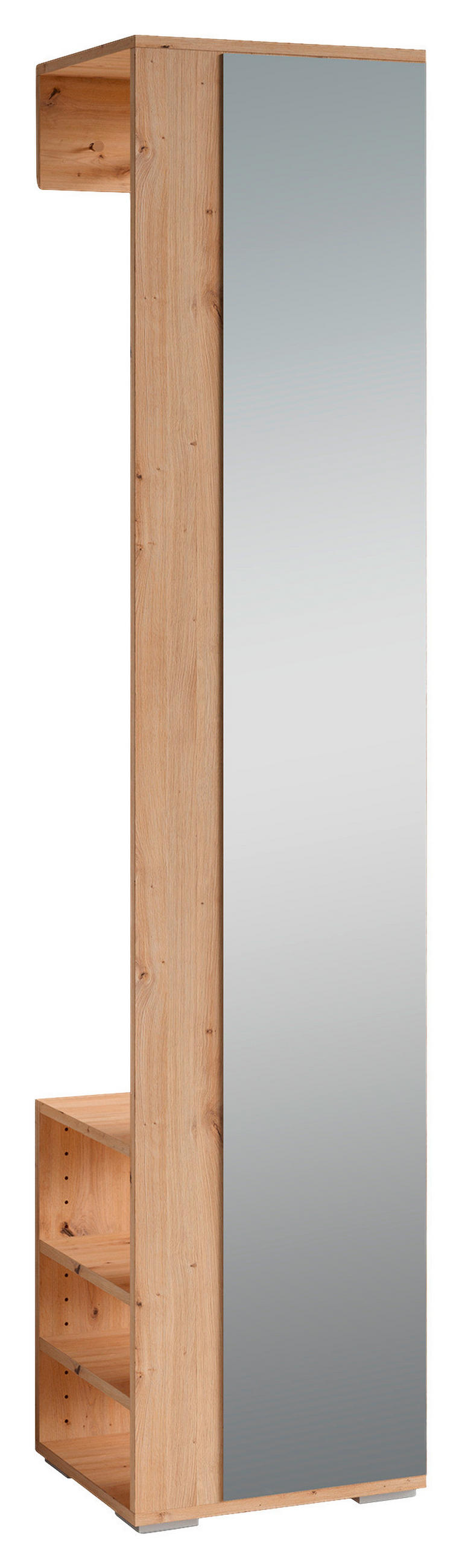 GARDEROBENSCHRANK Ben  in 40/184/35 cm  - Silberfarben/Eiche Artisan, MODERN, Glas/Holzwerkstoff (40/184/35cm) - MID.YOU