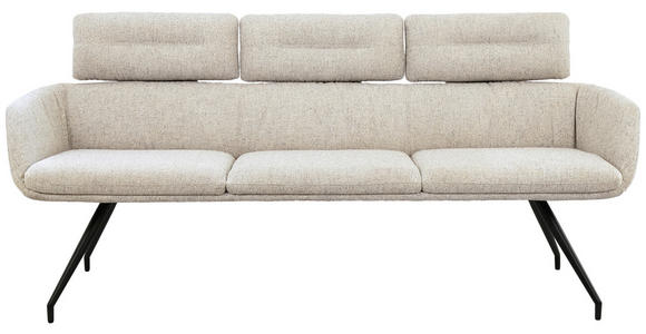 SITZBANK 200/91/70 cm Webstoff Schwarz, Beige  - Beige/Schwarz, Design, Textil/Metall (200/91/70cm) - Dieter Knoll