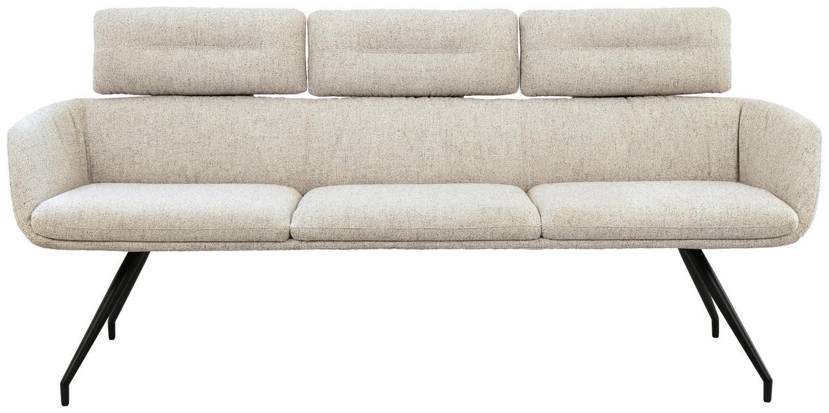 SITZBANK 200/91/70 cm Webstoff Schwarz, Beige  - Beige/Schwarz, Design, Textil/Metall (200/91/70cm) - Dieter Knoll
