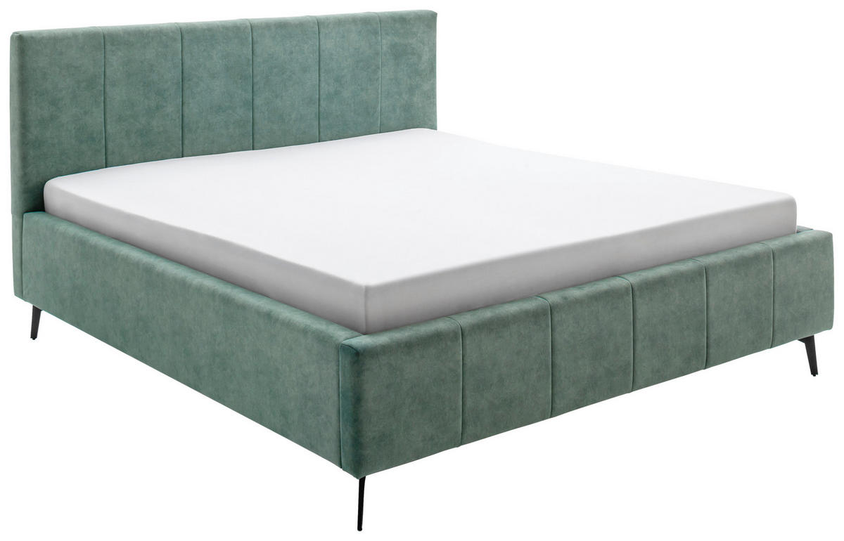 POLSTERBETT 180/200 cm  in Grün  - Weiss/Birkefarben, Konventionell, Holz/Textil (180/200cm) - Boxxx