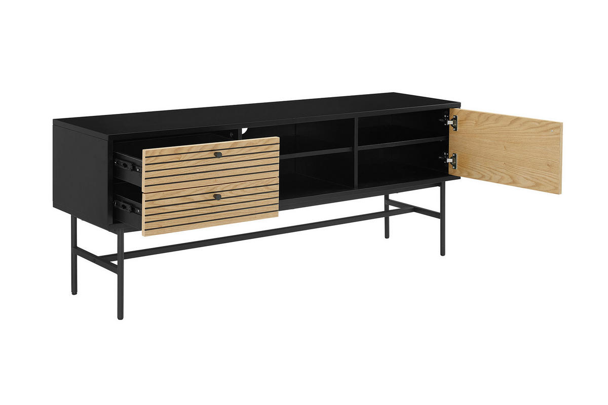 LOWBOARD  in 150/60/40 cm  - Eichefarben/Schwarz, Design, Holz/Holzwerkstoff (150/60/40cm) - Livetastic