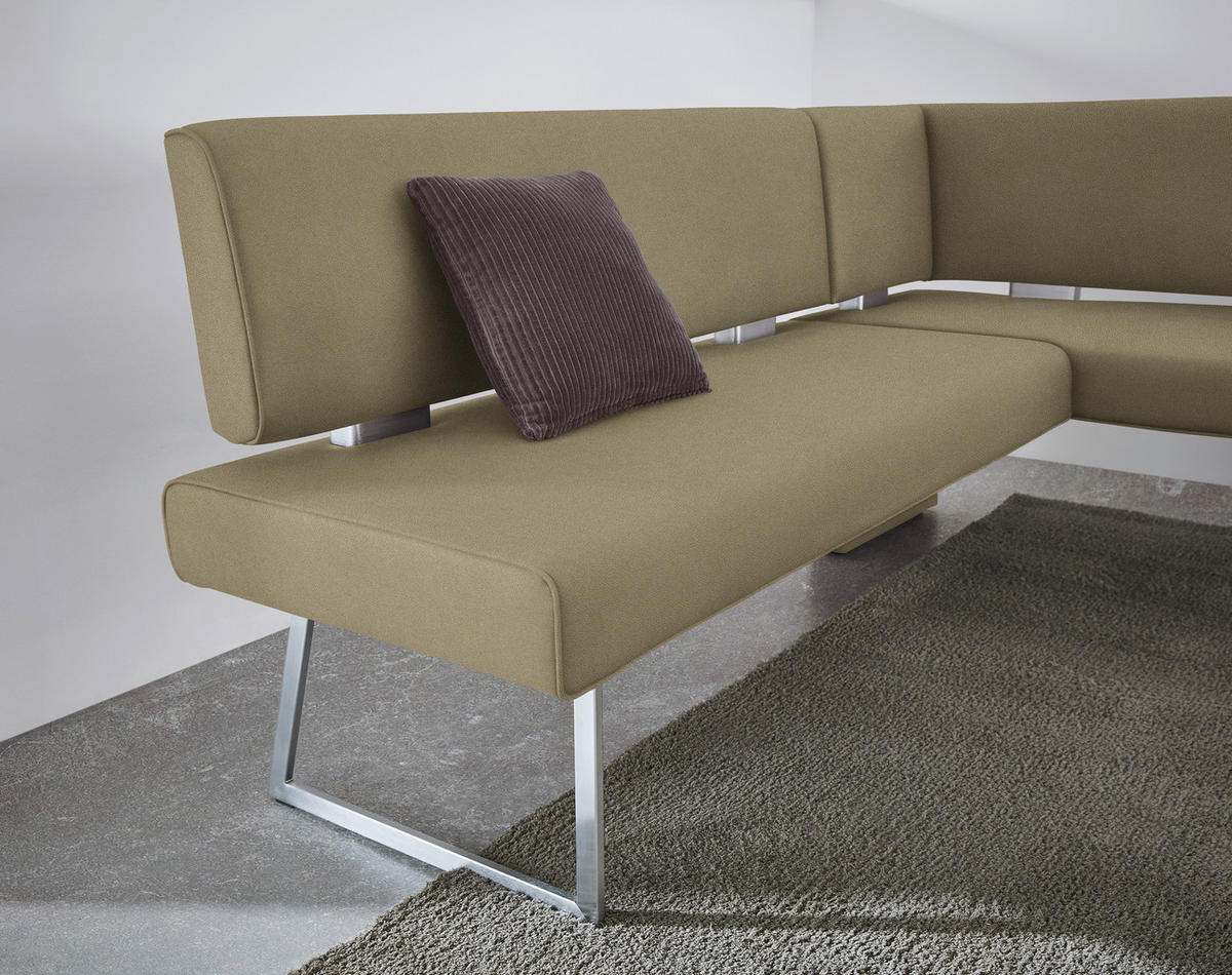 ECKBANK 208/160 cm  in Grün, Edelstahlfarben  - Edelstahlfarben/Grün, Design, Textil/Metall (208/160cm) - Dieter Knoll