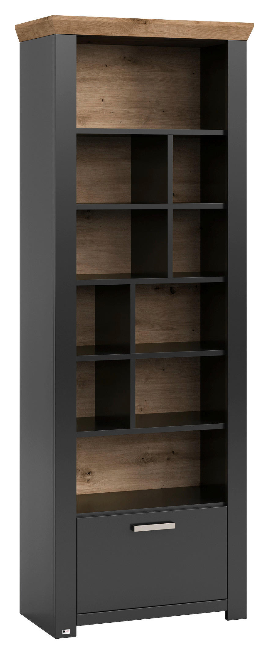 REGAL Graphitfarben, Eiche Artisan  - Graphitfarben/Eiche Artisan, Design, Holzwerkstoff/Metall (74,5/206,6/42,2cm) - SetOne by Musterring