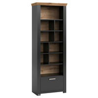 REGAL Graphitfarben, Eiche Artisan  - Graphitfarben/Eiche Artisan, Design, Holzwerkstoff/Metall (74,5/206,6/42,2cm) - SetOne by Musterring