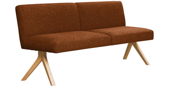 SITZBANK 160/85/69 cm Webstoff Haselnussfarben Eiche vollmassiv  - Eichefarben/Haselnussfarben, KONVENTIONELL, Holz/Textil (160/85/69cm) - Linea Natura