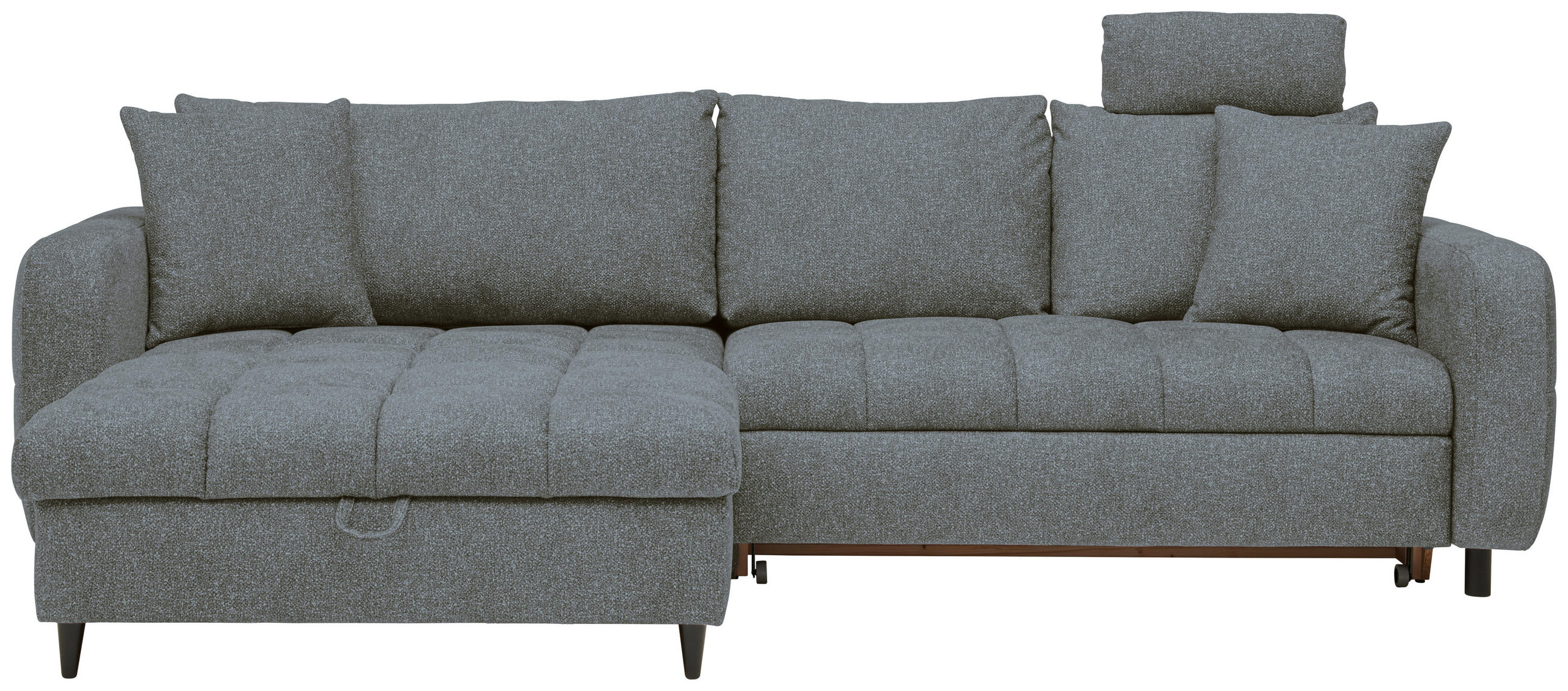 ECKSOFA inkl. Funktionen Grau, Grün Velours  - Schwarz/Grau, MODERN, Holz/Textil (282/184cm) - Lomoco
