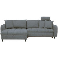 ECKSOFA inkl. Funktionen Grau, Grün Velours  - Schwarz/Grau, MODERN, Holz/Textil (282/184cm) - Lomoco